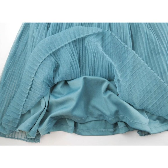 REWIND Black Ivory Teal Pleated Tulle Party Dress Size Extra Small Retro 80s - Picture 2 of 8